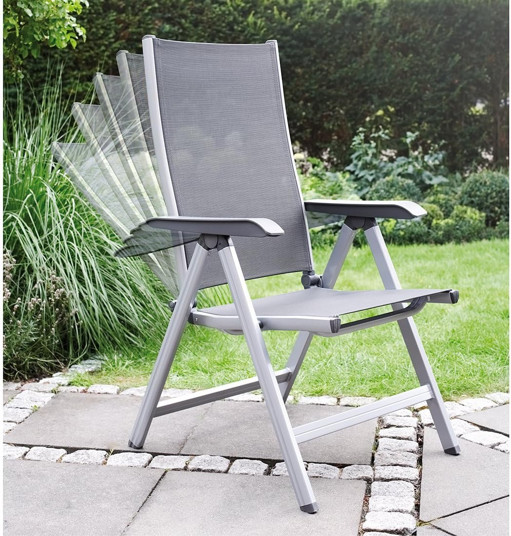 Kettler Basic Plus Advantage Gartenstuhl-Hochlehner verstellbar - einfach zusammenklappbar - praktischer Klappstuhl - Aluminium & robuster Kunststoff