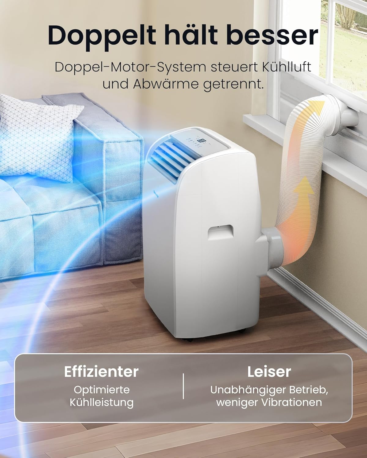 Newentor mobile Klimaanlage 14000 BTU, Klimaanlage mobil mit Abluftschlauch für Räume bis 50m2, kühlen/entfeuchten/ventilieren mit Fernbedienung
