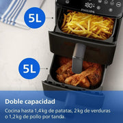 View Philips Airfryer Series 4000 Double Vertical Basket 10L – RapidAir Technology, Sync, 2 Baskets at Once, 45% Less Space, PFAS Free Ceramic Coating, image 5